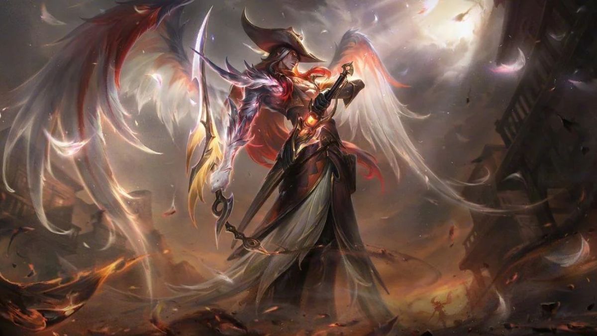 An image of the splash art to the Peacemaker High Noon Yone skin, a mythic variant that dresses him up like a cowboy.